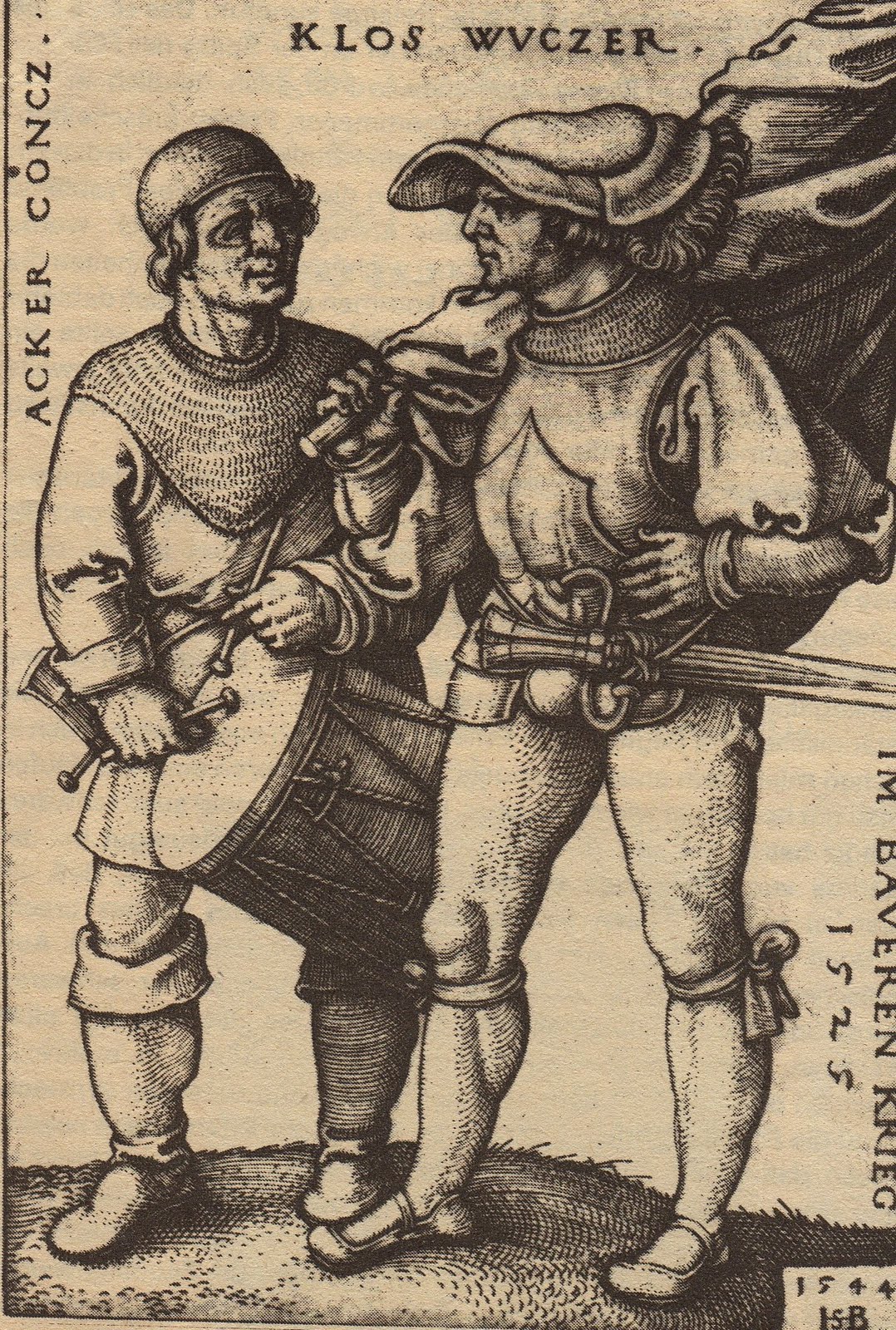 1544 gestochener Kupferstich ACKER CONCZ. KLOS WVCZER. IM BAVERN KRIEG 1525 von Sebald Beham