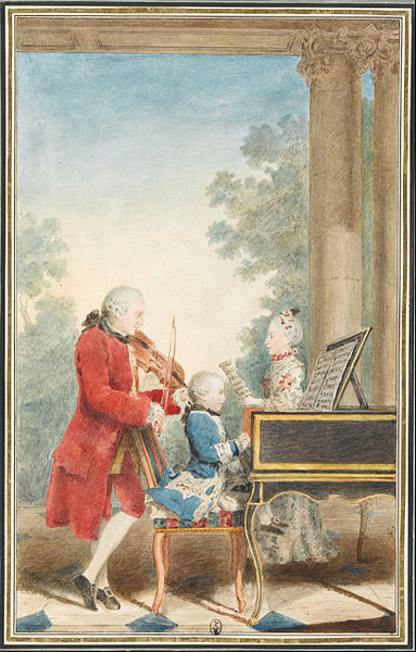 La familia Mozart en Paris 1763 (por Louis Carrogis Carmontelle)