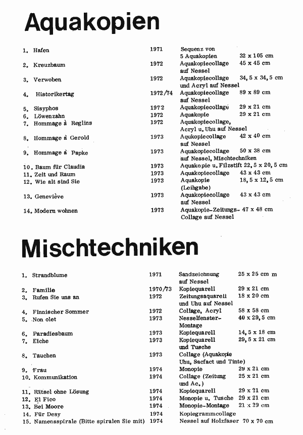 Aquakopien und Mischtechniken (Katalog 1974, Seite 2)